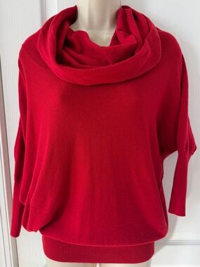 Between Me & You Red Dolman Sleeve Cowl Neck Sweater XS